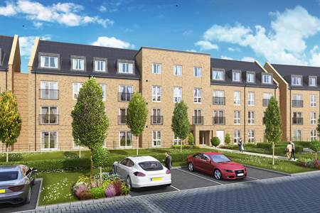 Exterior CGI showing the Cam B view of the Springfield development by Redrow