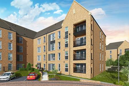 CGI of Block 2 of Springfield residential development by Redrow Homes