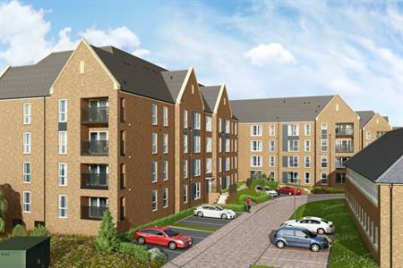 Exterior CGI view of Springfield residential development from Cams 1 and 2 combined