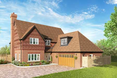 CGI image of Warfield detached house with part hanging tile elevation